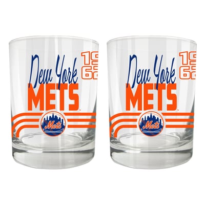 New York Mets Two-Piece 12oz. Heritage Rocks Glass Set