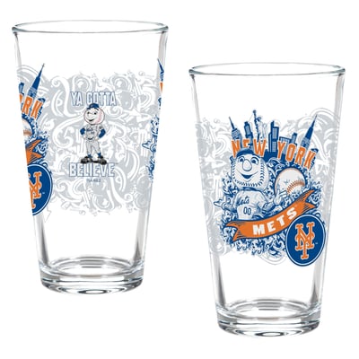 New York Mets Two-Piece 16oz. Hometown Series Pint Glass Set
