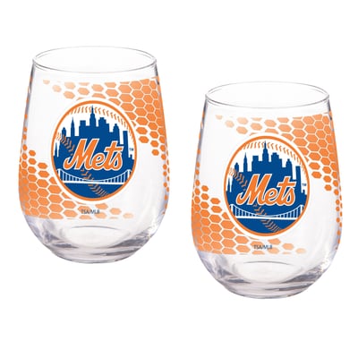 New York Mets Two-Piece 17oz. Color Fade Stemless Wine Glass Set