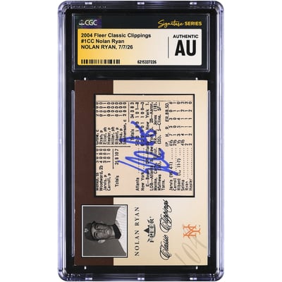 Nolan Ryan New York Mets Autographed 2004 Fleer Classic Clippings #1CC #/750 CGC Fanatics Witnessed Authenticated Card