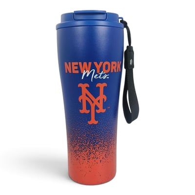 New York Mets Pegasus 20oz Splatter Script Stainless Steel ProSip Coffee Cup with Strap