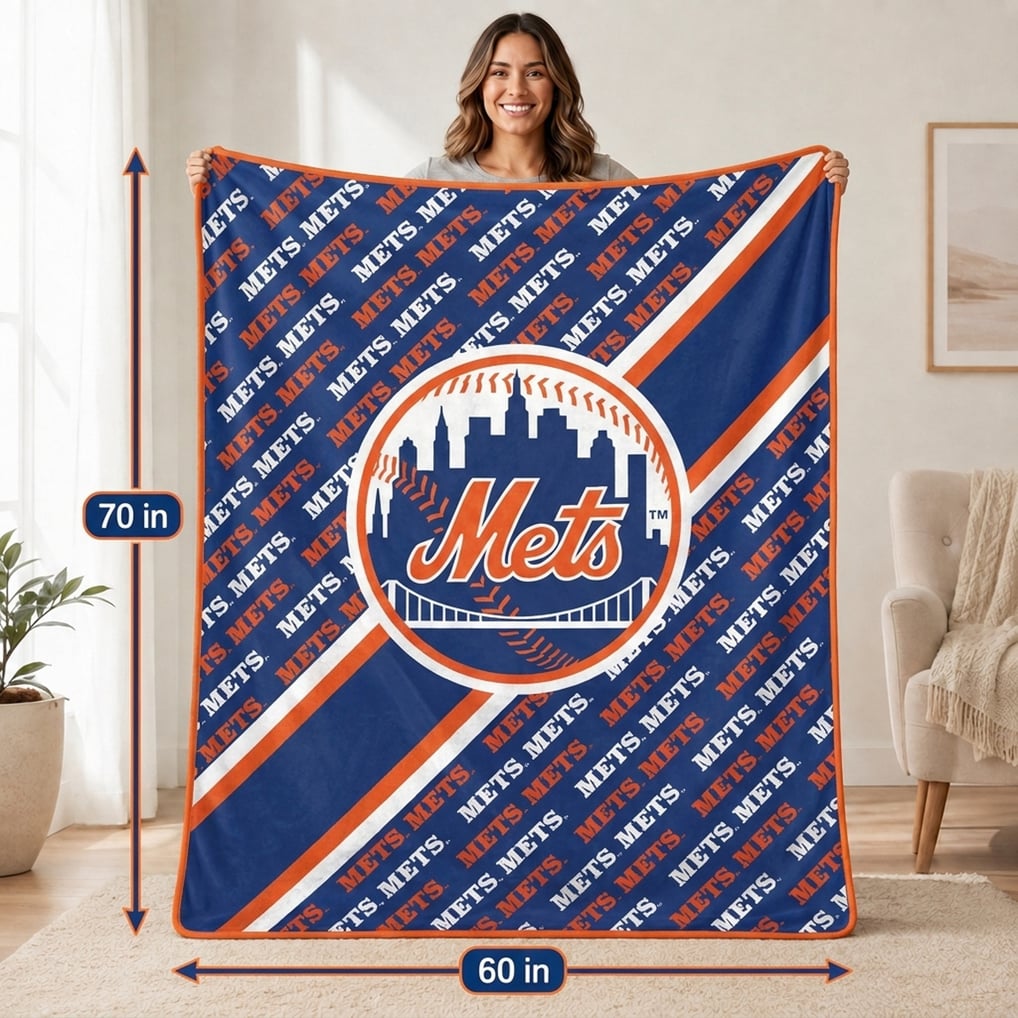 New York Mets Pegasus 60" x 70" Diagonal Lined Wordmark Ultra Soft Blanket