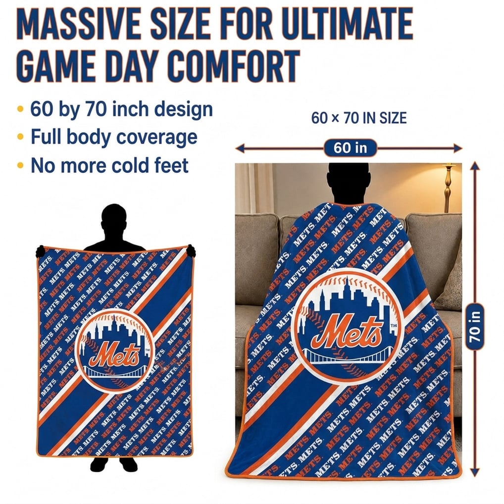 New York Mets Pegasus 60" x 70" Diagonal Lined Wordmark Ultra Soft Blanket