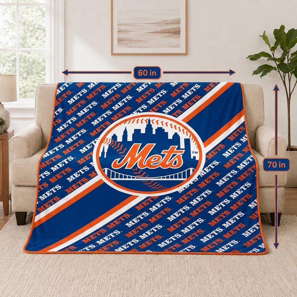 New York Mets Pegasus 60" x 70" Diagonal Lined Wordmark Ultra Soft Blanket