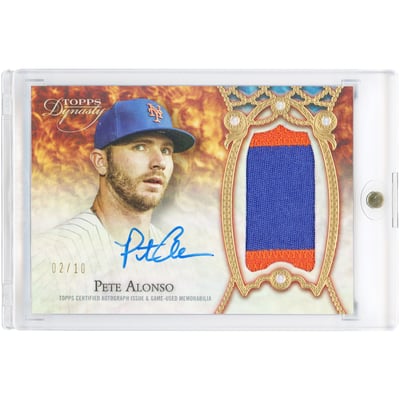 Pete Alonso New York Mets Autographed 2022 Topps Dynasty Game Used Dual-Color Jersey Relic #DAP-PA1 #2/10 Card