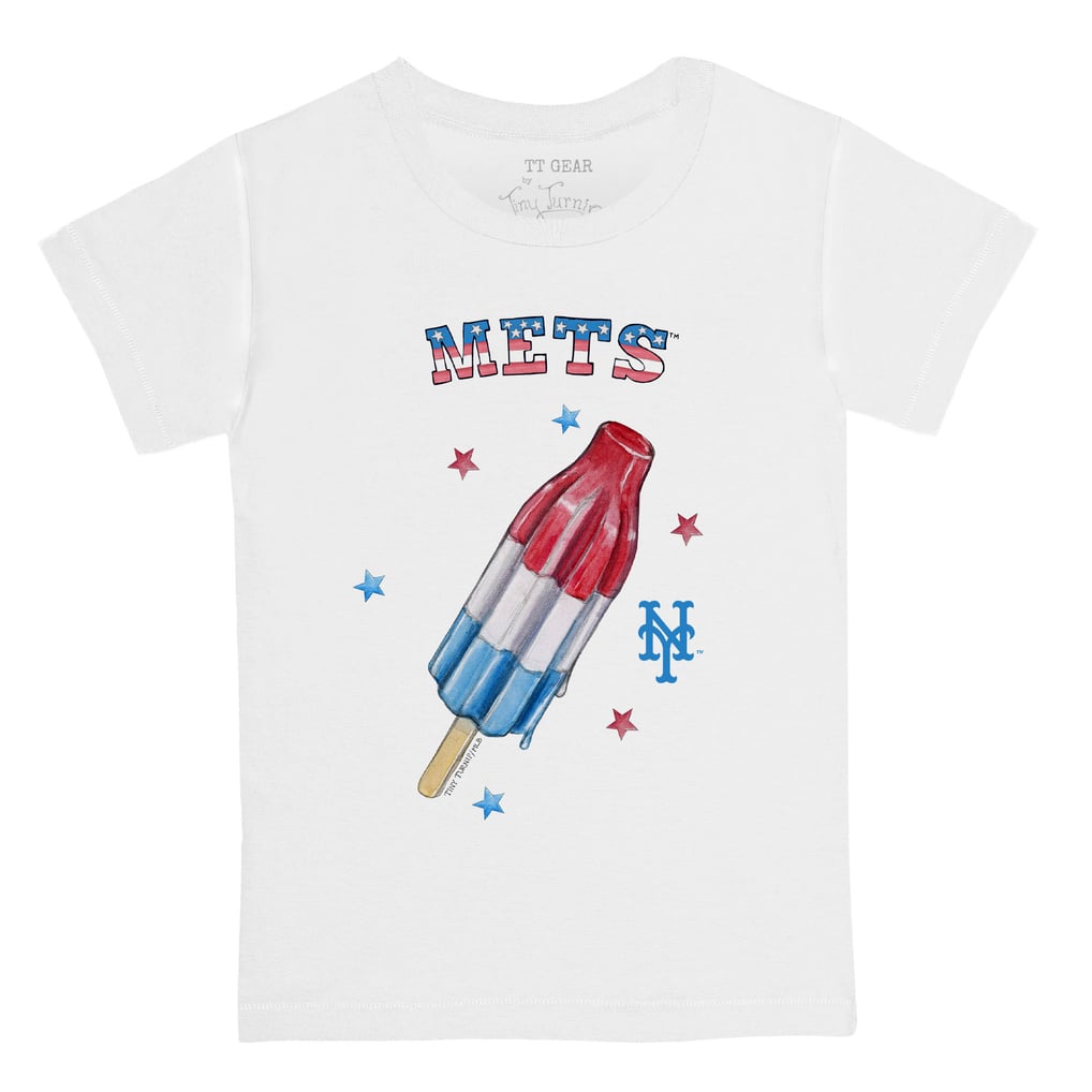 New York Mets Tiny Turnip Toddler Rocket Pop T-Shirt - White