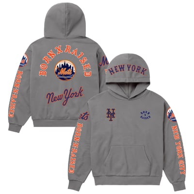 New York Mets Born x Raised Unisex Moneyball Hoodie - Gray