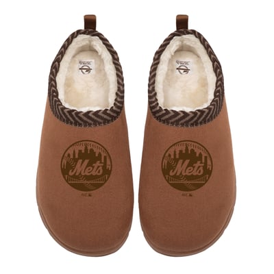 New York Mets ISlide Unisex Tonal Logo Mission Slippers - Tan
