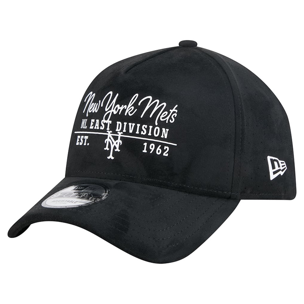 New York Mets New Era Unisex Script Text 9FORTY A-Frame Adjustable Hat - Black