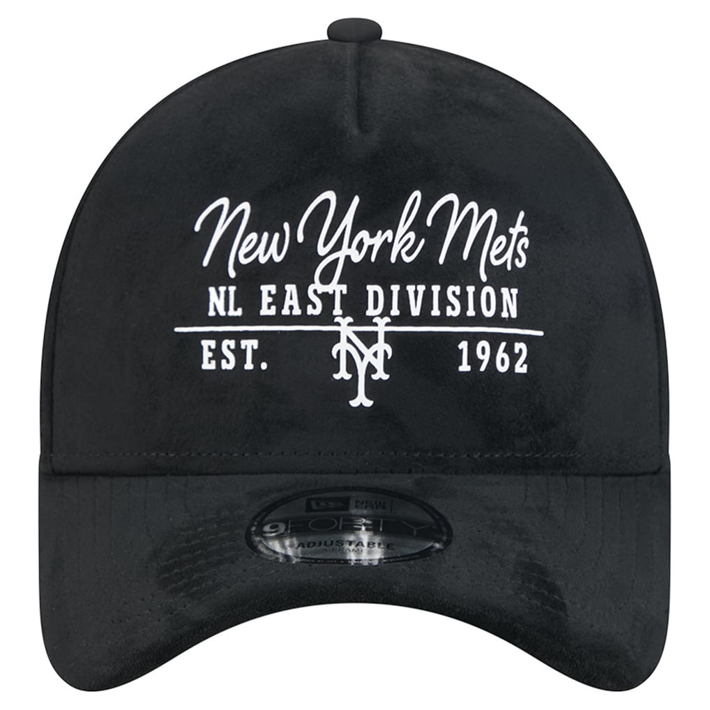 New York Mets New Era Unisex Script Text 9FORTY A-Frame Adjustable Hat - Black