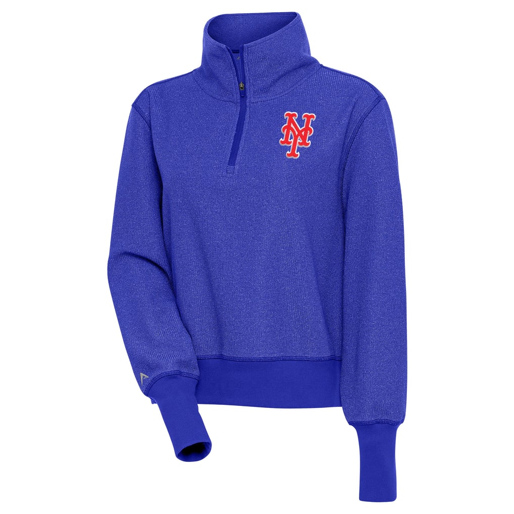  New York Mets Antigua Women's Upgrade Half-Zip Pullover Top - Heather Royal