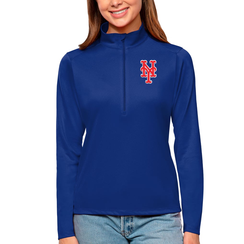 New York Mets Antigua Women's Tribute Quarter-Zip Pullover Top - Royal