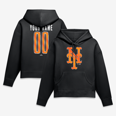 New York Mets Women's Forged Mascot Personalized Name & Number Hoodie - Black