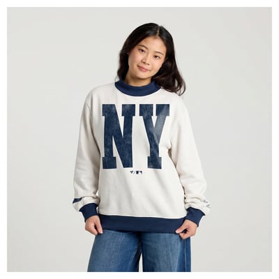 New York Mets Fanatics Women's City Abbreviation Funnel Neck Fleece Sweatshirt - Cream