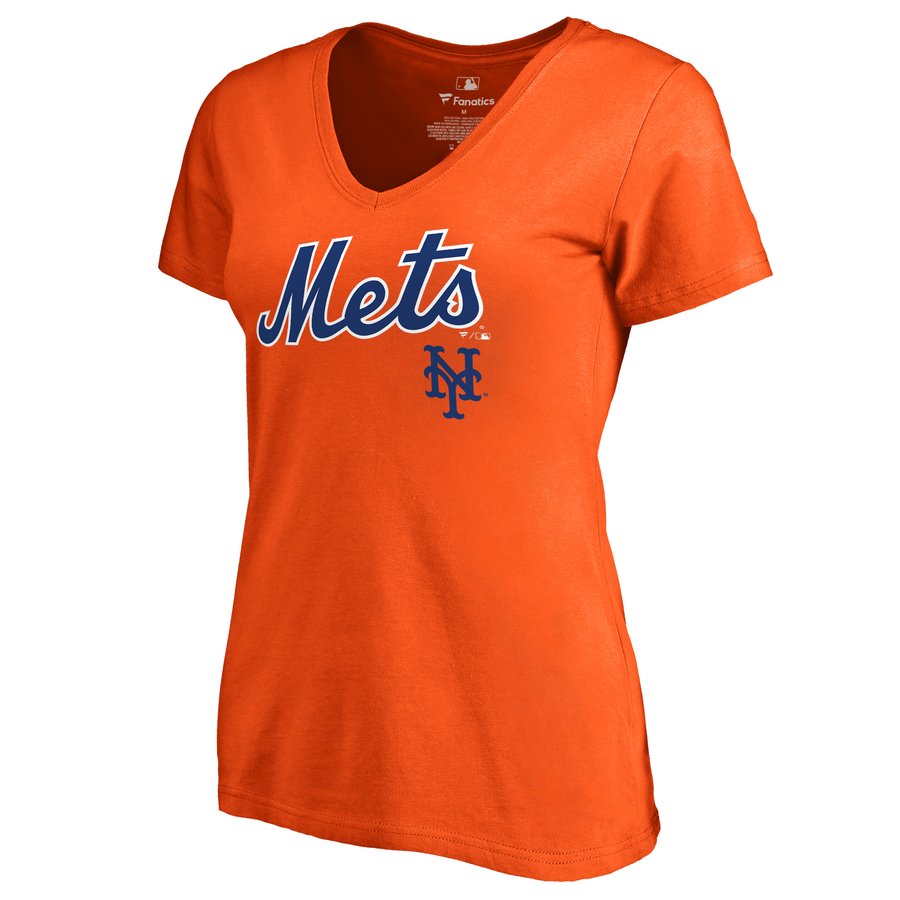 Women's New York Mets Fanatics Orange Plus Sizes Team Lockup T-Shirt