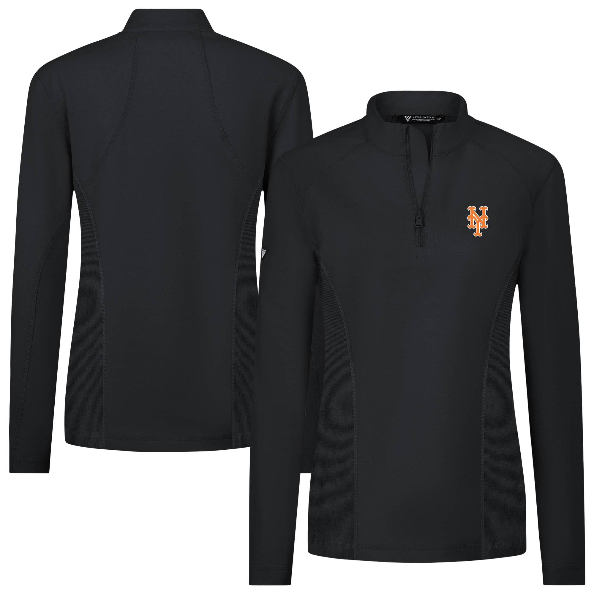 Women's New York Mets Levelwear Black Upright Insignia 2.0 Quarter-Zip ...
