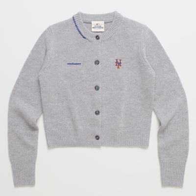 New York Mets Madhappy Women's Full-Button Cardigan - Gray