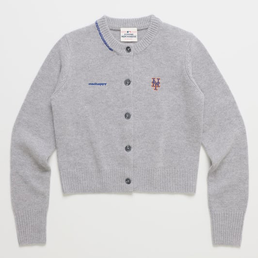 New York Mets Madhappy Women's Full-Button Cardigan - Gray