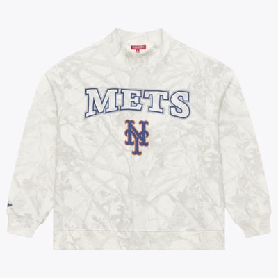  New York Mets Mitchell & Ness Women's Ghosted Camo Fleece Mock Neck Pullover - Camo
