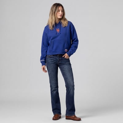 New York Mets Mitchell & Ness Women's Cooperstown Collection Retro Roots Pullover Hoodie - Royal

