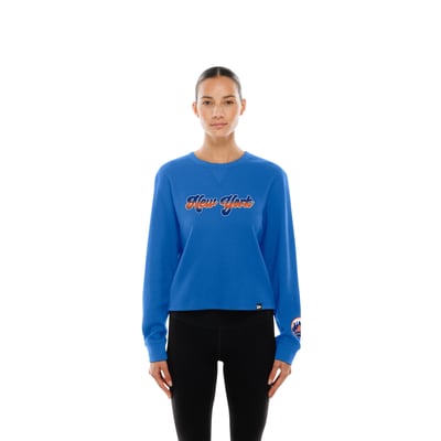 New York Mets New Era Women's Fan Collection Micro Thermal Boxy Long Sleeve T-Shirt - Royal