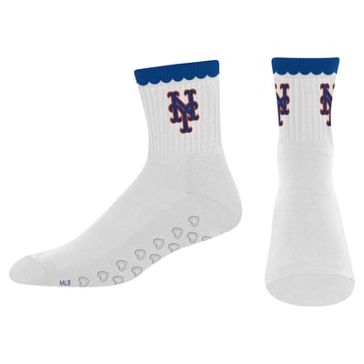  New York Mets PRO Compression Women's Heartshape Grippers Yoga-Pilates Quarter Socks - White