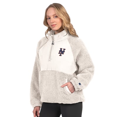  New York Mets Starter Women's Sherpa Quarter-Zip Jacket - Cream