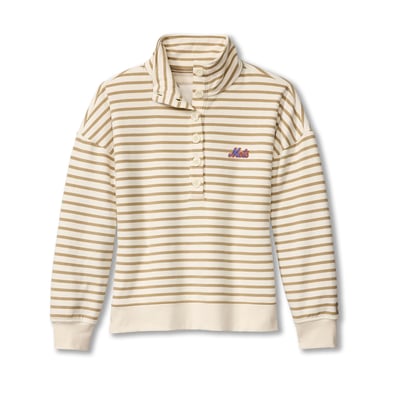  New York Mets Tommy Bahama Women's Marina Del Mar Stripe Mock Neck Sweatshirt - White