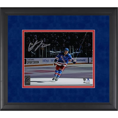 Adam Fox New York Rangers Autographed Fanatics Authentic Framed 8" x 10" Blue Jersey Postgame Salute Photograph - Suede Mat Upgrade
