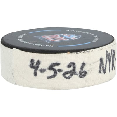 Adam Fox New York Rangers Fanatics Authentic Game-Used Goal Puck vs. Washington Capitals on April 5, 2026 