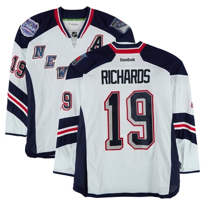Brad Richards New York Rangers Fanatics Authentic Practice-Used #19 White Jersey vs. New York Islanders on January 29, 2014 - Worn During Warm-Ups