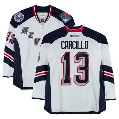 Daniel Carcillo New York Rangers Fanatics Authentic Practice-Used #13 White Jersey vs. New York Islanders on January 29, 2014 - Worn During Warm-Ups