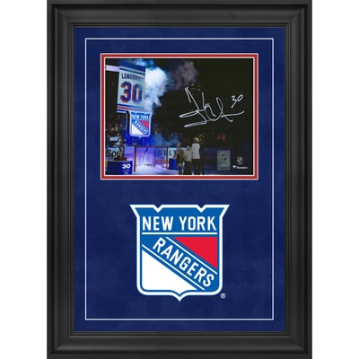 Henrik Lundqvist New York Rangers Autographed Fanatics Authentic Deluxe Framed 8" x 10" Banner Raising Photograph 