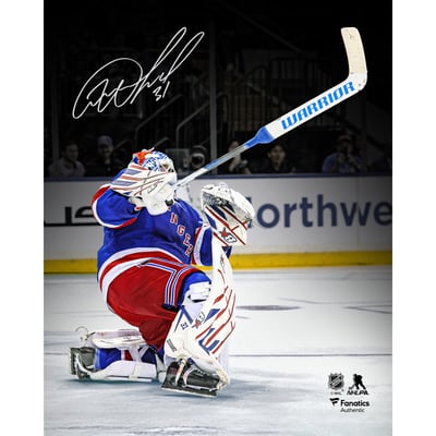 Igor Shesterkin New York Rangers Autographed Fanatics Authentic 8" x 10" Shooting Goalie Goal Spotlight Photograph 