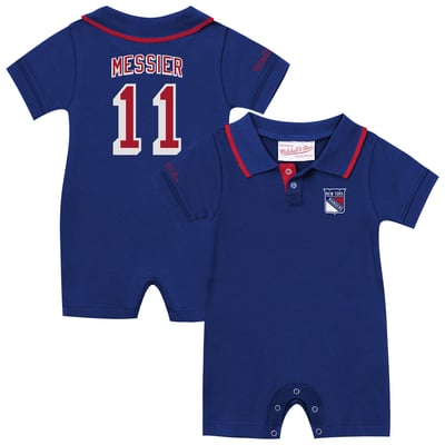 Mark Messier New York Rangers Mitchell & Ness Infant Retro Roots Player Rugby Romper - Blue