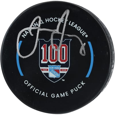 Jaromir Jagr New York Rangers Autographed Fanatics Authentic 100th Anniversary Official Game Puck 