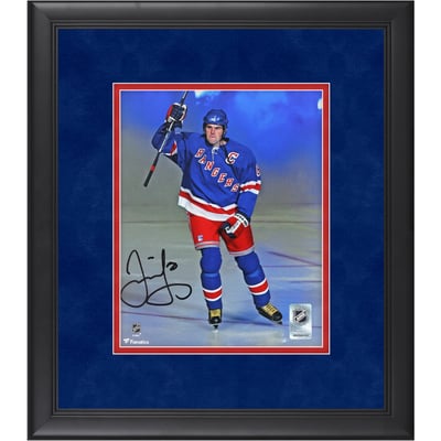 Jaromir Jagr New York Rangers Autographed Fanatics Authentic Framed 8" x 10" Blue Jersey Salute Photograph - Suede Mat Upgrade