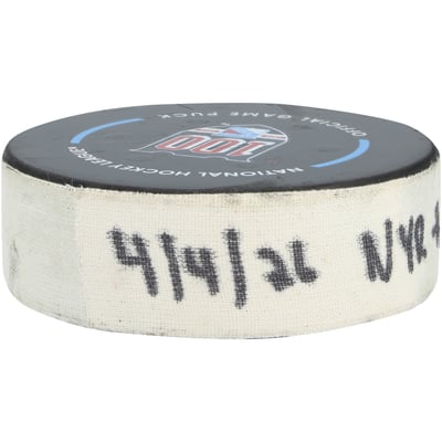 Jaroslav Chmelař New York Rangers Fanatics Authentic Game-Used Goal Puck vs. Detroit Red Wings on April 4, 2026 