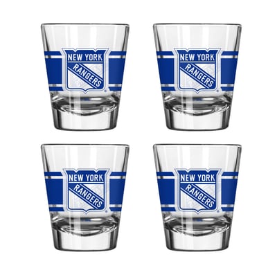New York Rangers Logo Brands Four-Piece Stripe Shot Glass Set