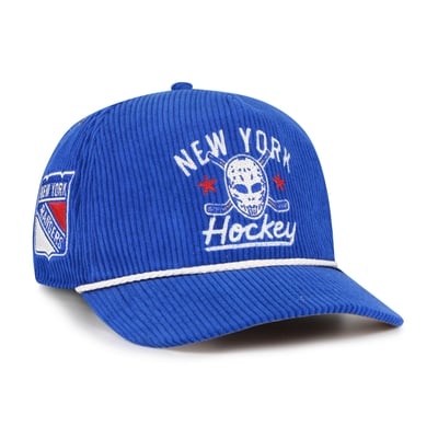 New York Rangers '47 Hockey Mask Corduroy Rope Hitch Adjustable Hat - Blue