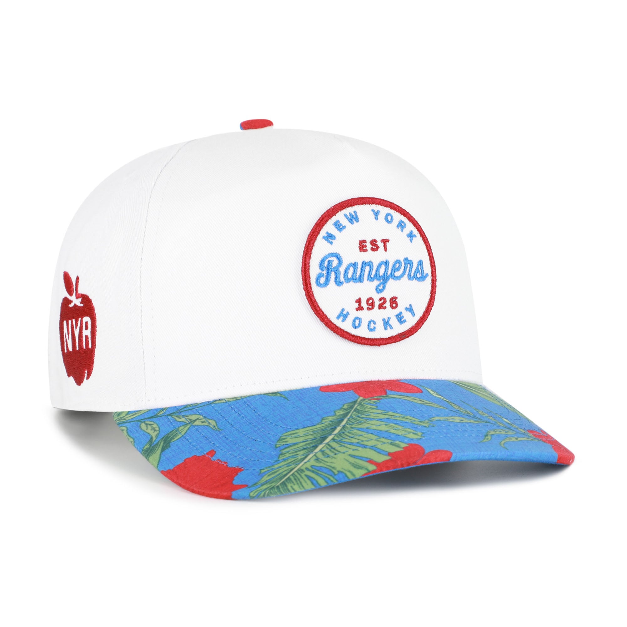 NHL White Faux Fur Trapper Hat with Blue and Orange NY Patch New Era Loden Navy Trapper Hat | NEC UK main image 4