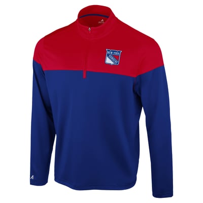 New York Rangers Antigua Hinder Quarter-Zip Pullover - Blue/Red