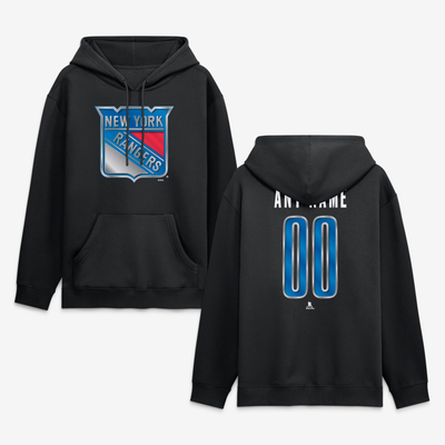 New York Rangers Big & Tall Forged Mascot Personalized Name & Number Hoodie - Black