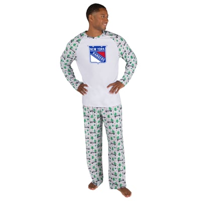 New York Rangers Concepts Sport Frostbite Holiday Pajama Set - White
