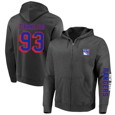 Mika Zibanejad New York Rangers Fanatics Big & Tall FZ Player Hoodie - Charcoal