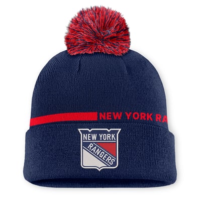 New York Rangers Fanatics Authentic Pro Alternate Cuffed Knit Hat with Pom - Navy
