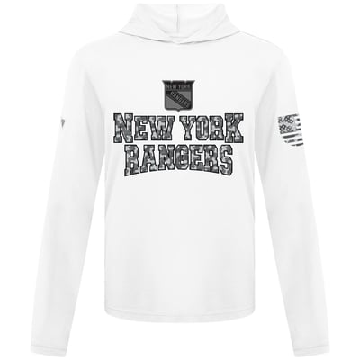 New York Rangers Levelwear Anthem Camo Long Sleeve Hooded T-Shirt - White