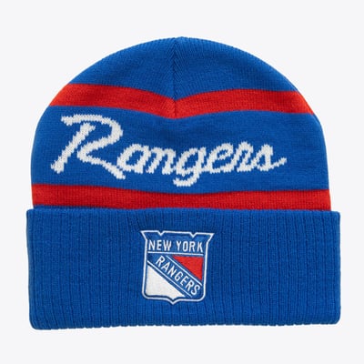 New York Rangers Mitchell & Ness Head Coach Cuffed Knit Hat - Blue