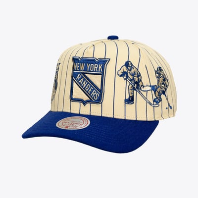  New York Rangers Mitchell & Ness Retro Roots Vintage Stripe Pro Adjustable Hat - Cream