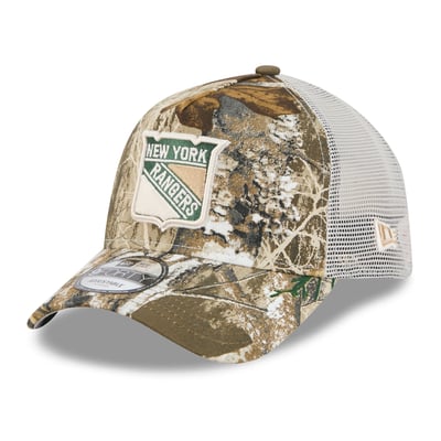 New York Rangers New Era Real Tree A-Frame 9FORTY Adjustable Trucker Hat - Camo